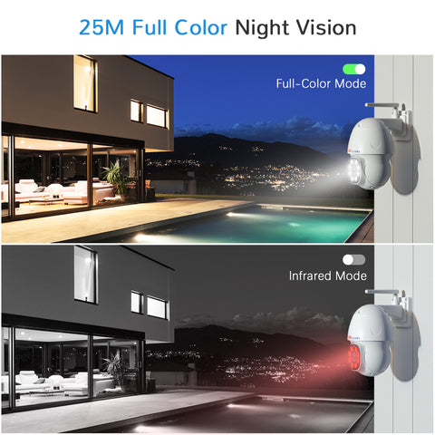 5MP Outdoor Security Camera Ctronics 2560x1920 PTZ Wi-Fi Surveillance Camera Dome IP Camera