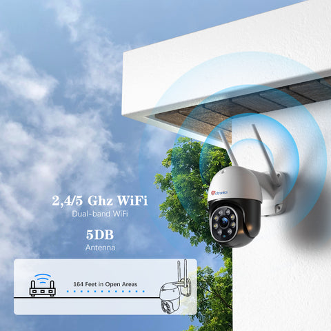 Telecamera di sicurezza Ctronics da 5 MP con WiFi dual band da 2,4 G/5 GHz e monitoraggio 24 ore su 24, 7 giorni su 7