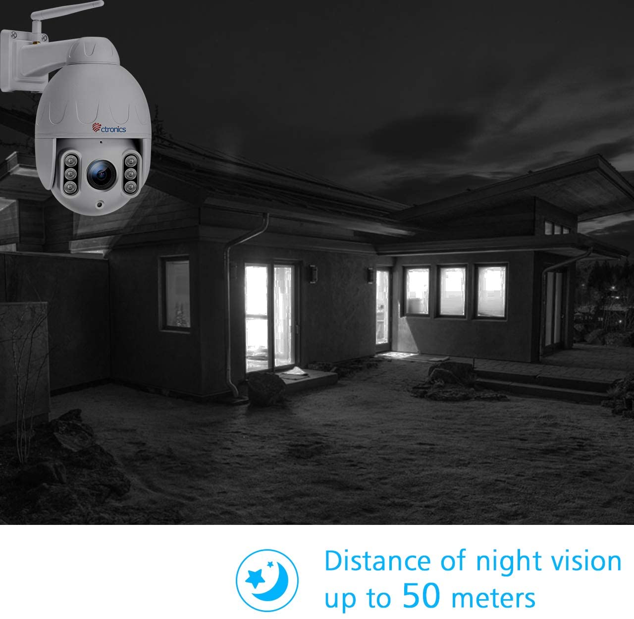 5MP PTZ Security Camera with 50m Night Vision and 5x Optical Zoom - Ctronics