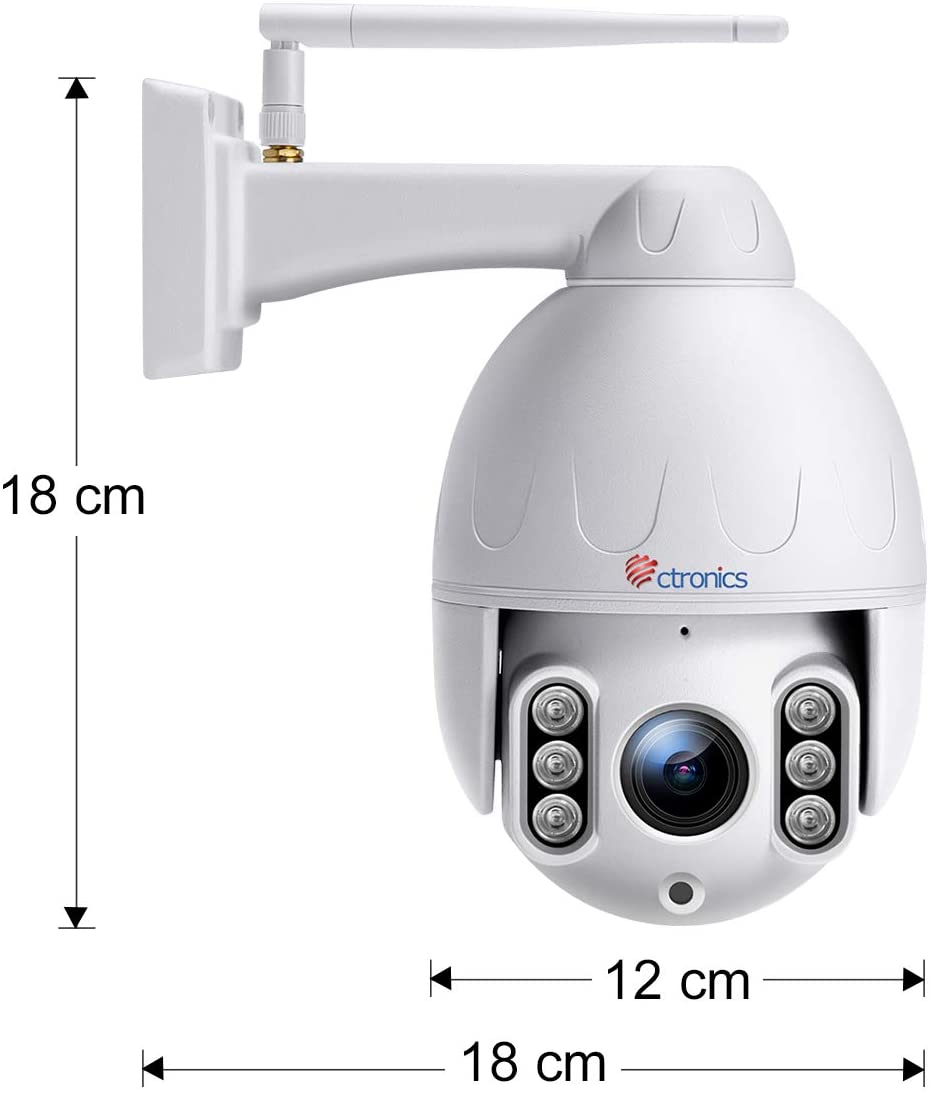 5MP PTZ Security Camera with 50m Night Vision and 5x Optical Zoom - Ctronics